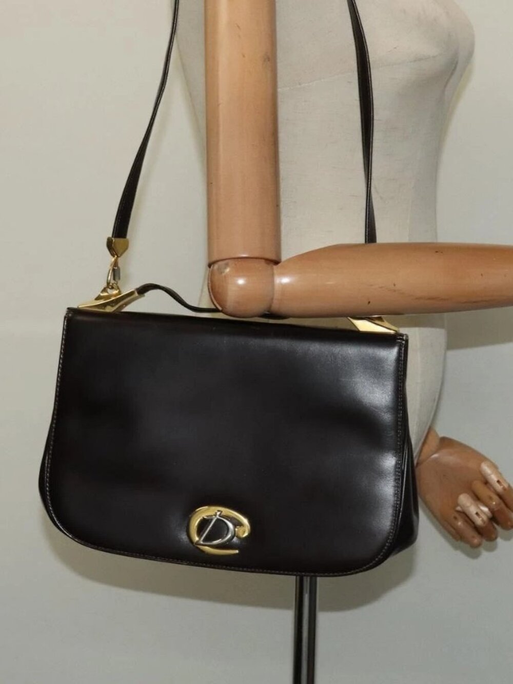 Christian Dior Shoulder Bag Leather Brown Gold Auth 126374 - Picture 15 of 16